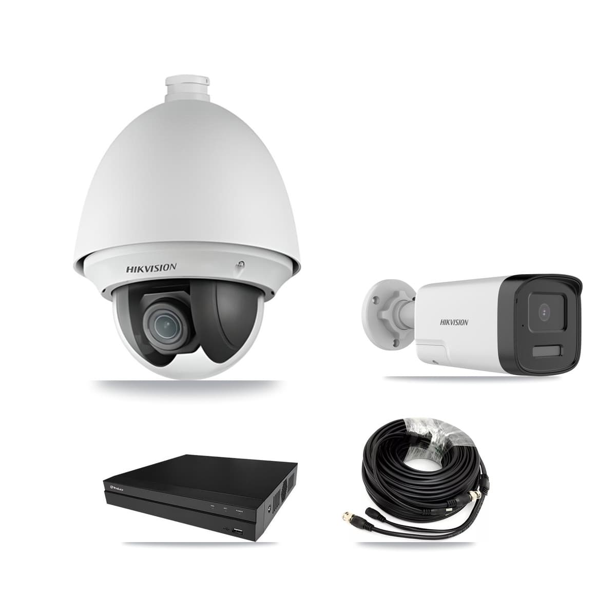 Hikvision & Prolux 8-Channel 2MP – 5MP CCTV Kit — 1 DS-2AE4225T 2MP PTZ + 1 DS-2CE17K0T 5MP Bullet Cameras + 2TB Recording (PXD-5208AN Recorder) - Image 1
