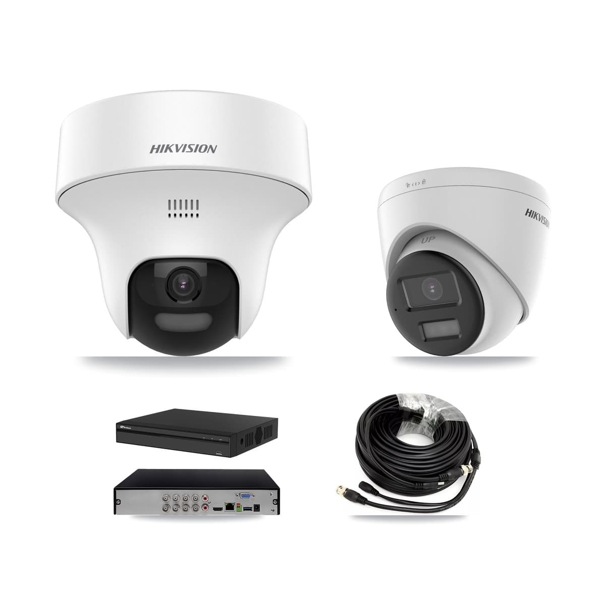 Hikvision & Prolux 8-Channel 5MP CCTV Kit — 5 DS-2CE70K0T + 1 DS-2CE78K0T Turret Cameras + 8TB Recording (PXD-5108HS Recorder) - Image 1