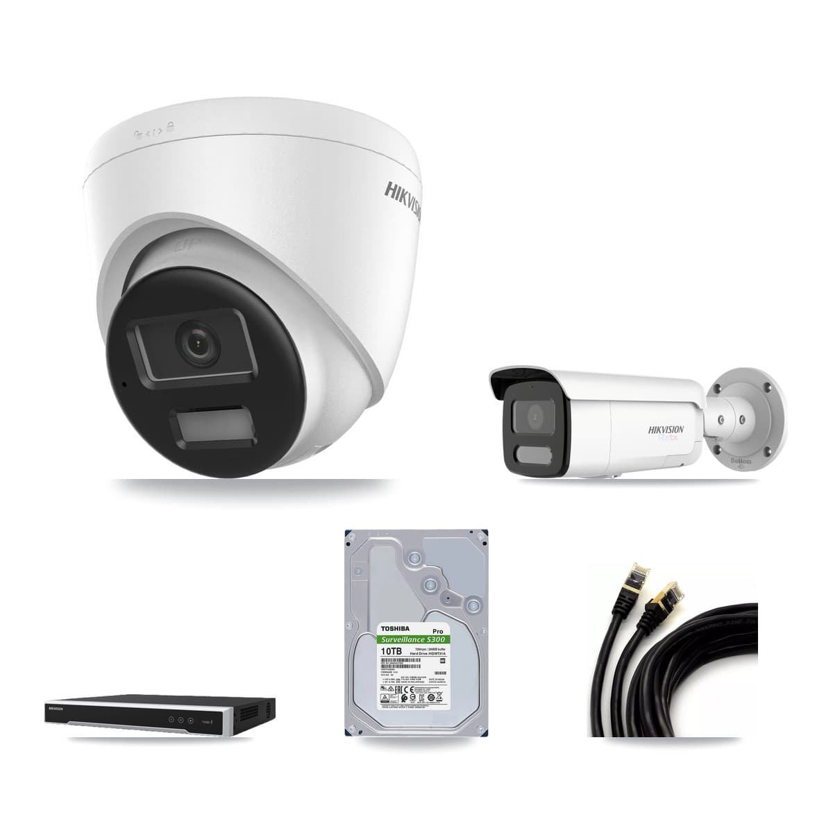 Hikvision 16-Channel 4K CCTV Kit — 3 Turret + 1 Bullet Cameras + 10TB Recording - Image 1
