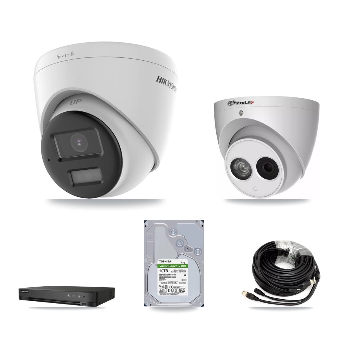 Hikvision & Prolux 4-Channel 4MP – 4K CCTV Kit — 3 4K + 1 4MP Turret Cameras + 10TB Recording - Image 1
