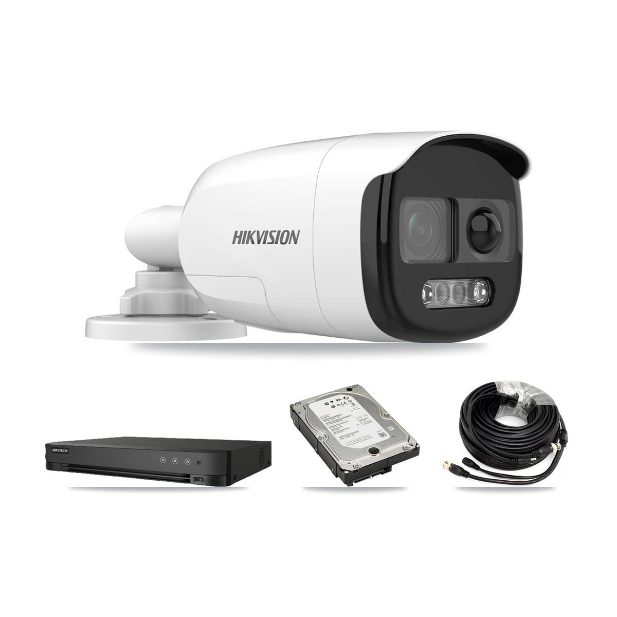 Hikvision 8-Channel 5MP CCTV Kit — 4 DS-2CE12KF3T Bullet Cameras + 5TB Recording (IDS-7208HQHI Recorder) - Image 1