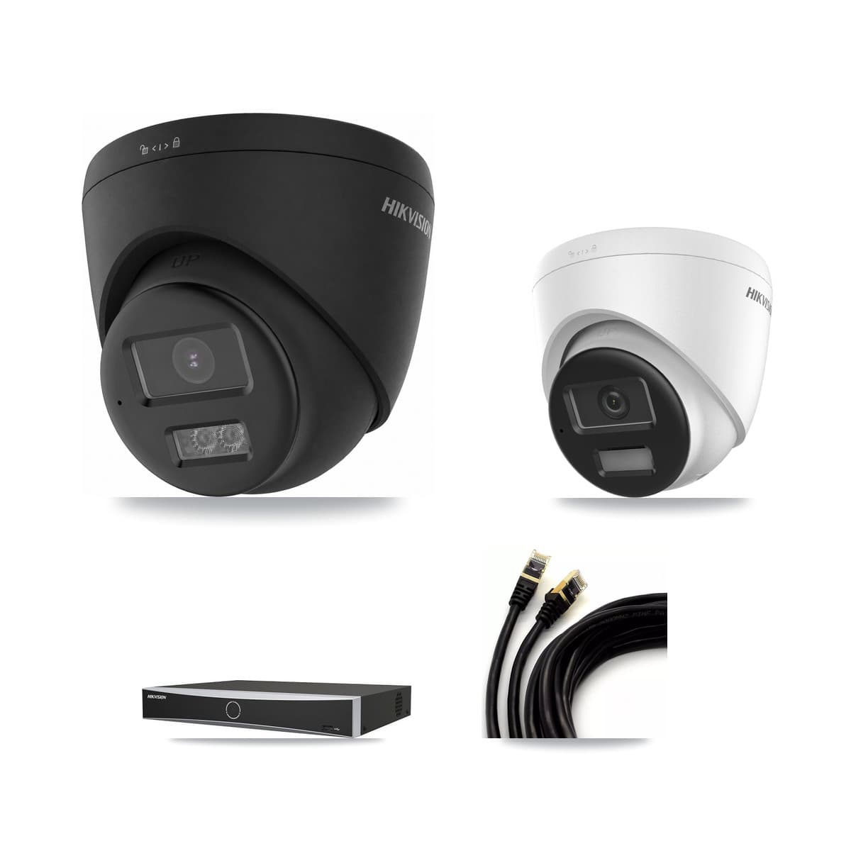 Hikvision 4-Channel 4K CCTV Kit — 1 + 2 Black Turret Cameras + 8TB Recording - Image 1