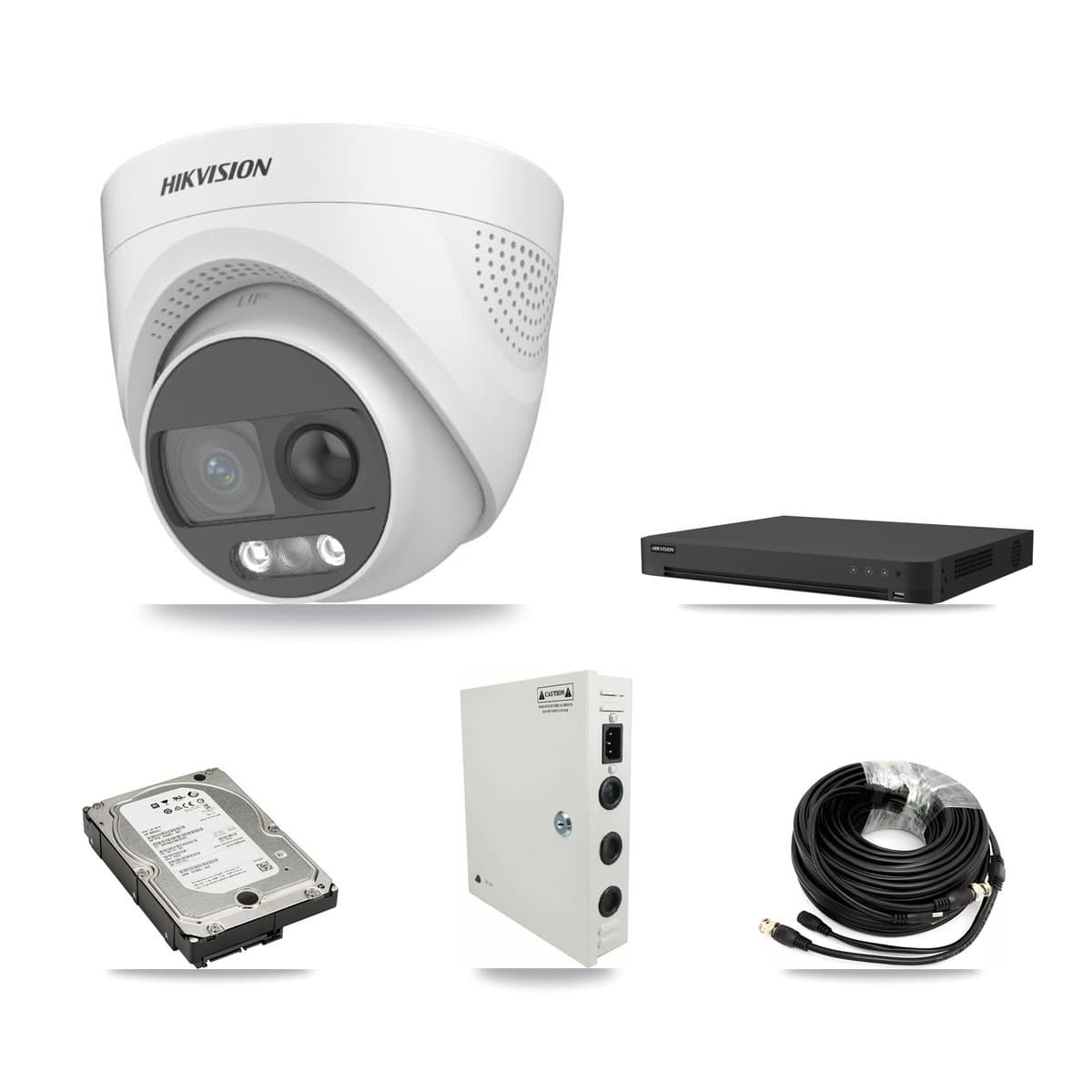 Hikvision 16-Channel 5MP CCTV Kit — 16 DS-2CE72KF3T Turret Cameras + 5TB Recording (IDS-7216HUHI Recorder) - Image 1