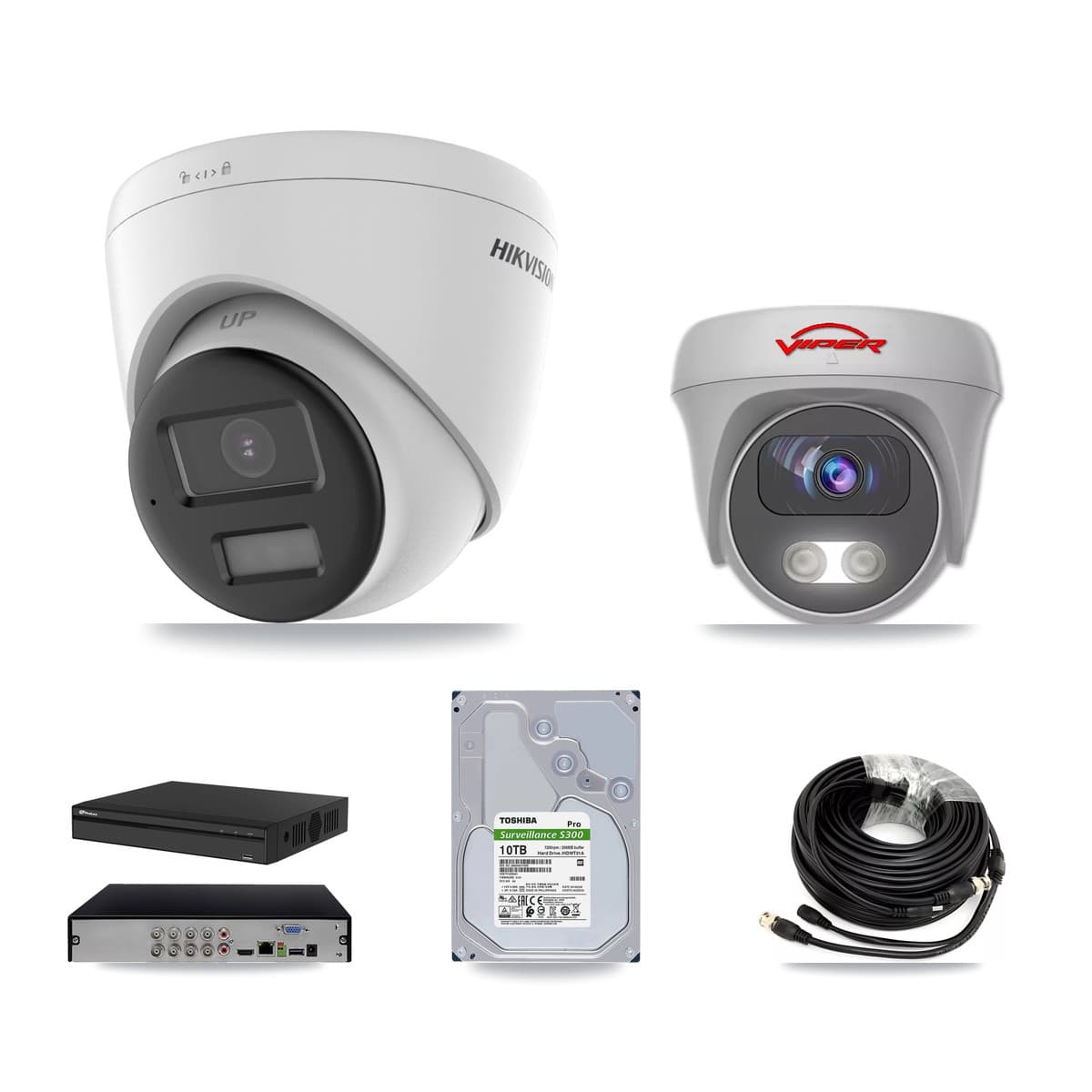 8-Channel 5MP – 4K CCTV Kit — 3 4K Turret + 1 White 5MP Cameras + 10TB Recording (PXD-5108HS Recorder) - Image 1