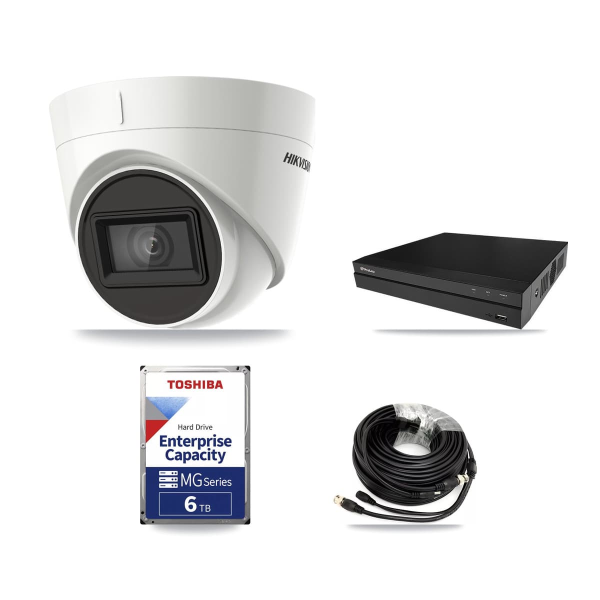 Hikvision & Prolux 8-Channel 4K CCTV Kit — 5 DS-2CE78U1T Turret Cameras + 2× 6TB Recording - Image 1