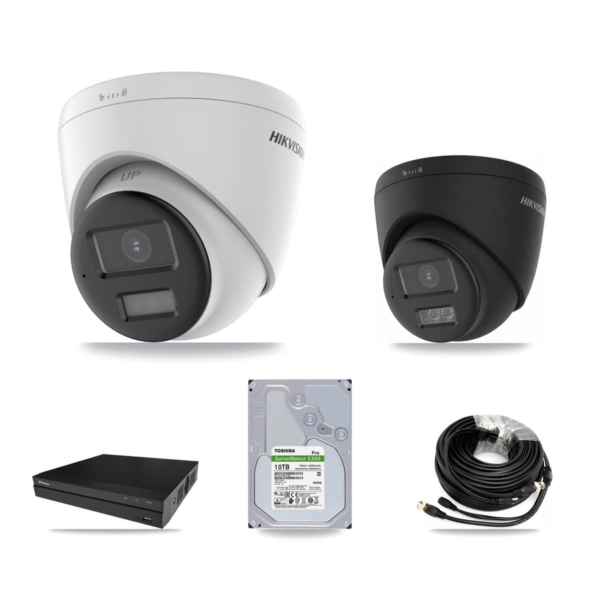 Hikvision & Prolux 8-Channel 4K CCTV Kit — 3 DS-2CE78U0T + 1 DS-2CE78U0T Turret Cameras + 10TB Recording - Image 1
