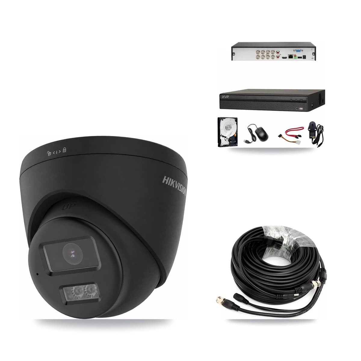 Hikvision & Dahua 8-Channel 4K CCTV Kit — 4 Black Turret Cameras + 8TB Recording - Image 1