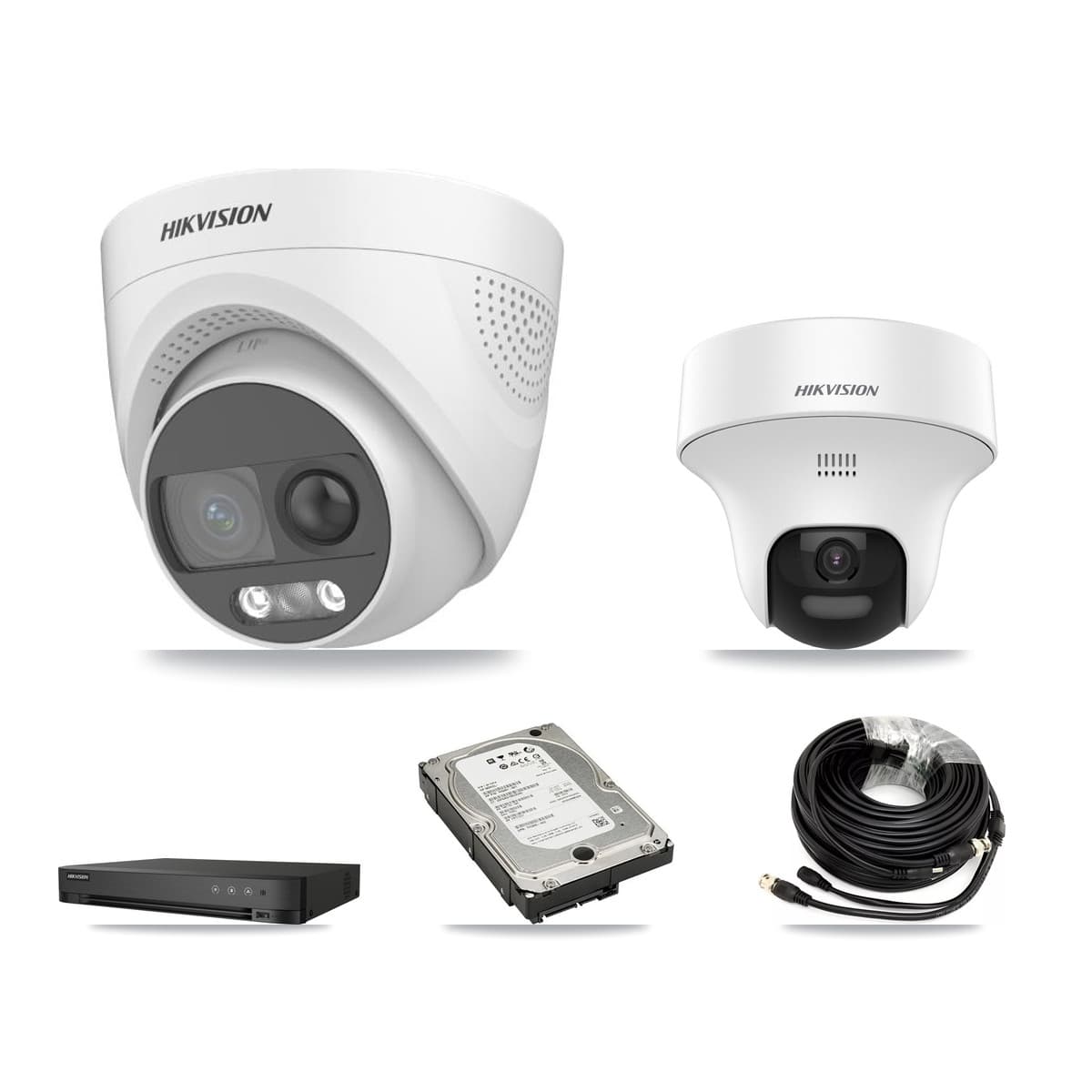 Hikvision 4-Channel 5MP CCTV Kit — 1 DS-2CE70K0T + 3 DS-2CE72KF3T Turret Cameras + 5TB Recording - Image 1