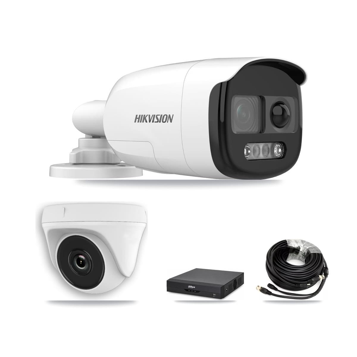 Hikvision & Dahua 4-Channel 2MP – 5MP CCTV Kit — 1 5MP Bullet + 1 2MP Dome Cameras + 1TB Recording - Image 1