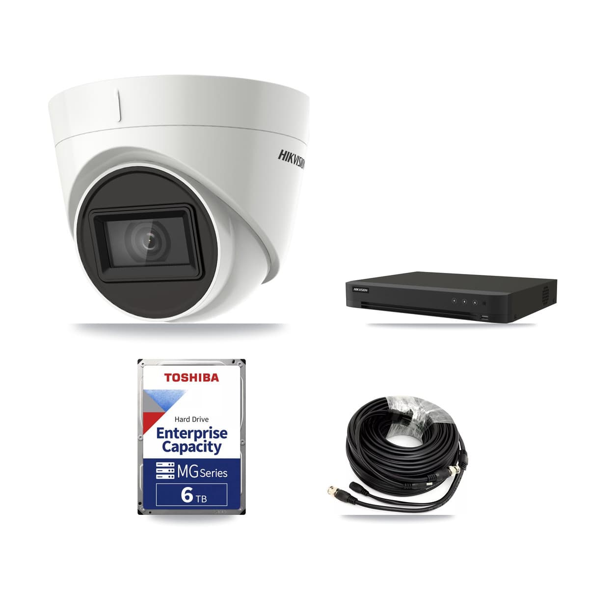 Hikvision 8-Channel 4K CCTV Kit — 8 DS-2CE78U1T-IT3F Turret Cameras + 6TB Recording (IDS-7208HUHI-M1/XT Recorder) - Image 1