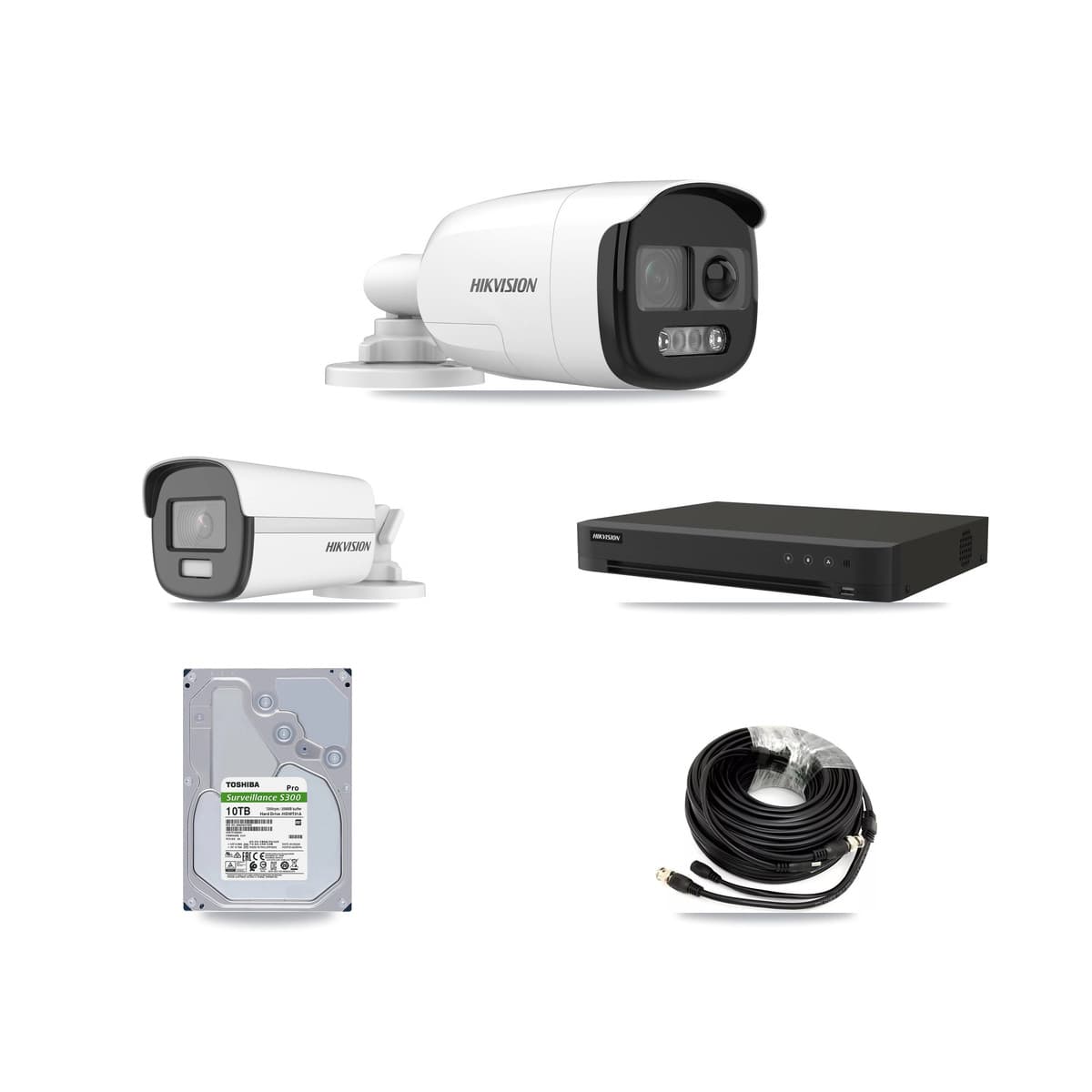 Hikvision 8-Channel 5MP – 4K CCTV Kit — 5 DS-2CE12KF3T-PIRXO 5MP + 1 DS-2CE12UF3T-E 4K Bullet Cameras + 10TB Recording (IDS-7208HUHI-M1/XT Recorder) - Image 1