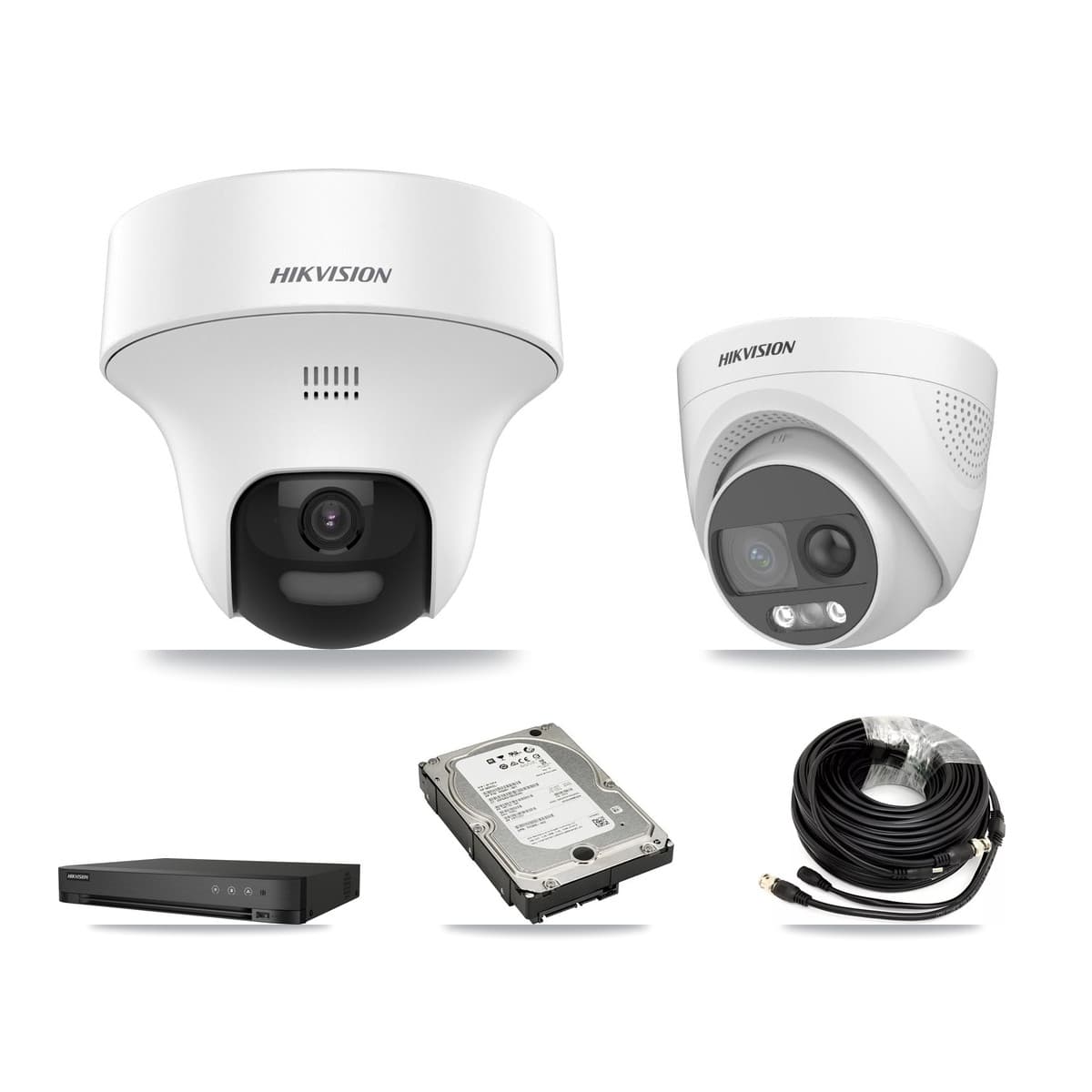 Hikvision 4-Channel 5MP CCTV Kit — 3 DS-2CE70K0T + 1 DS-2CE72KF3T Turret Cameras + 5TB Recording - Image 1