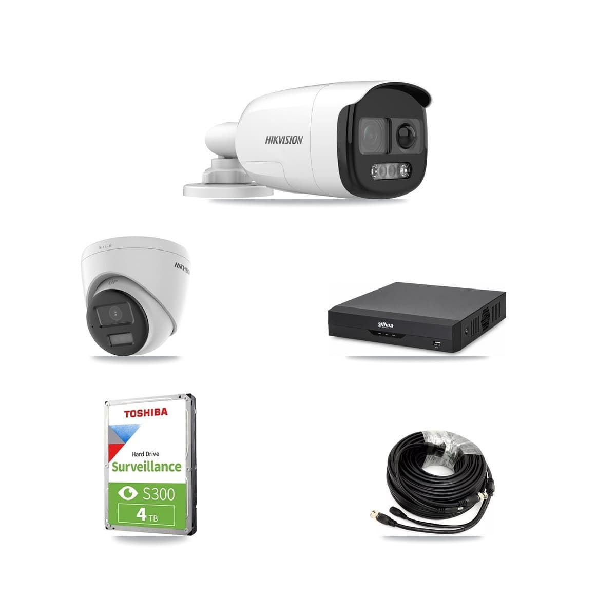 Hikvision & Dahua 4-Channel 5MP – 4K CCTV Kit — 1 5MP Bullet + 1 4K Turret Cameras + 4TB Recording - Image 1