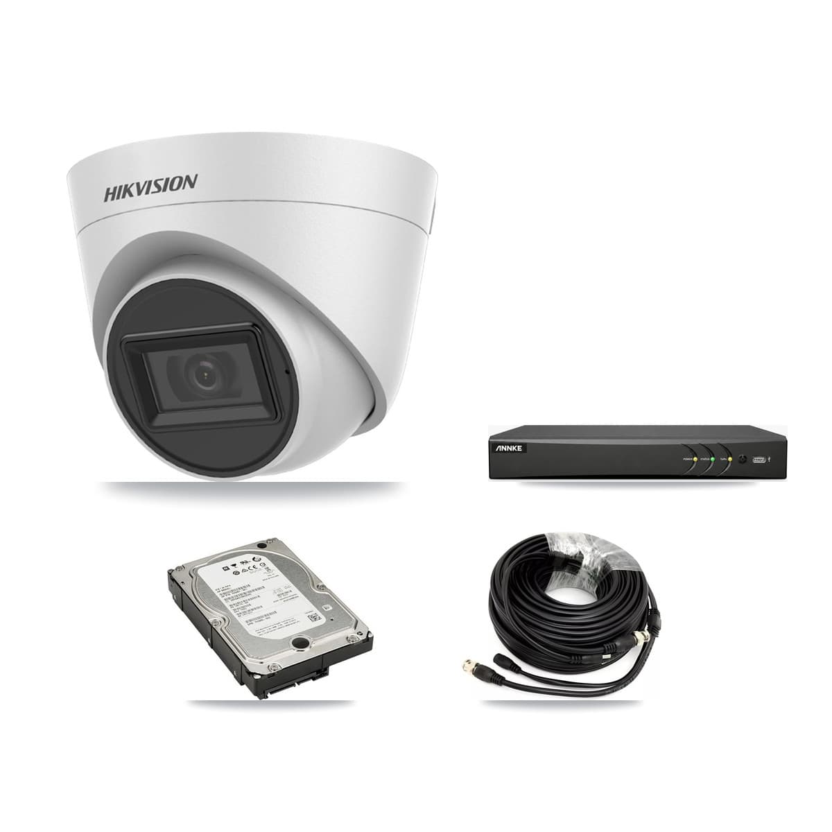 Hikvision & ANNKE 4-Channel 5MP CCTV Kit — 4 White Turret Cameras + 5TB Recording - Image 1