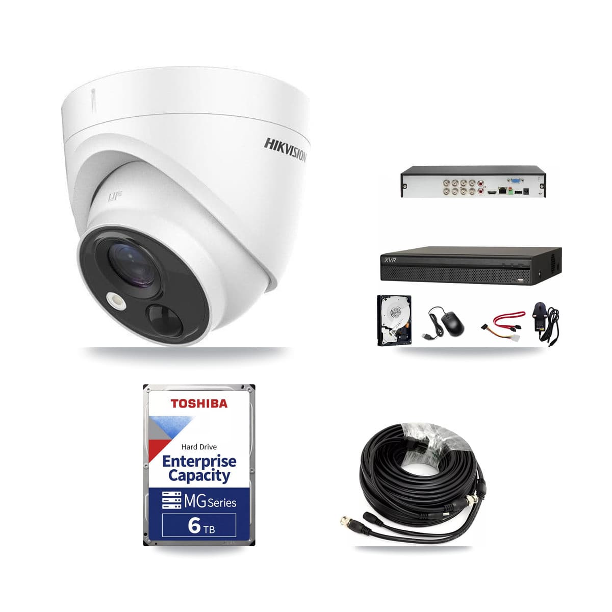 Hikvision & Dahua 8-Channel 5MP CCTV Kit — 5 DS-2CE71H0T Turret Cameras + 6TB Recording (XVR-3108AD Recorder) - Image 1