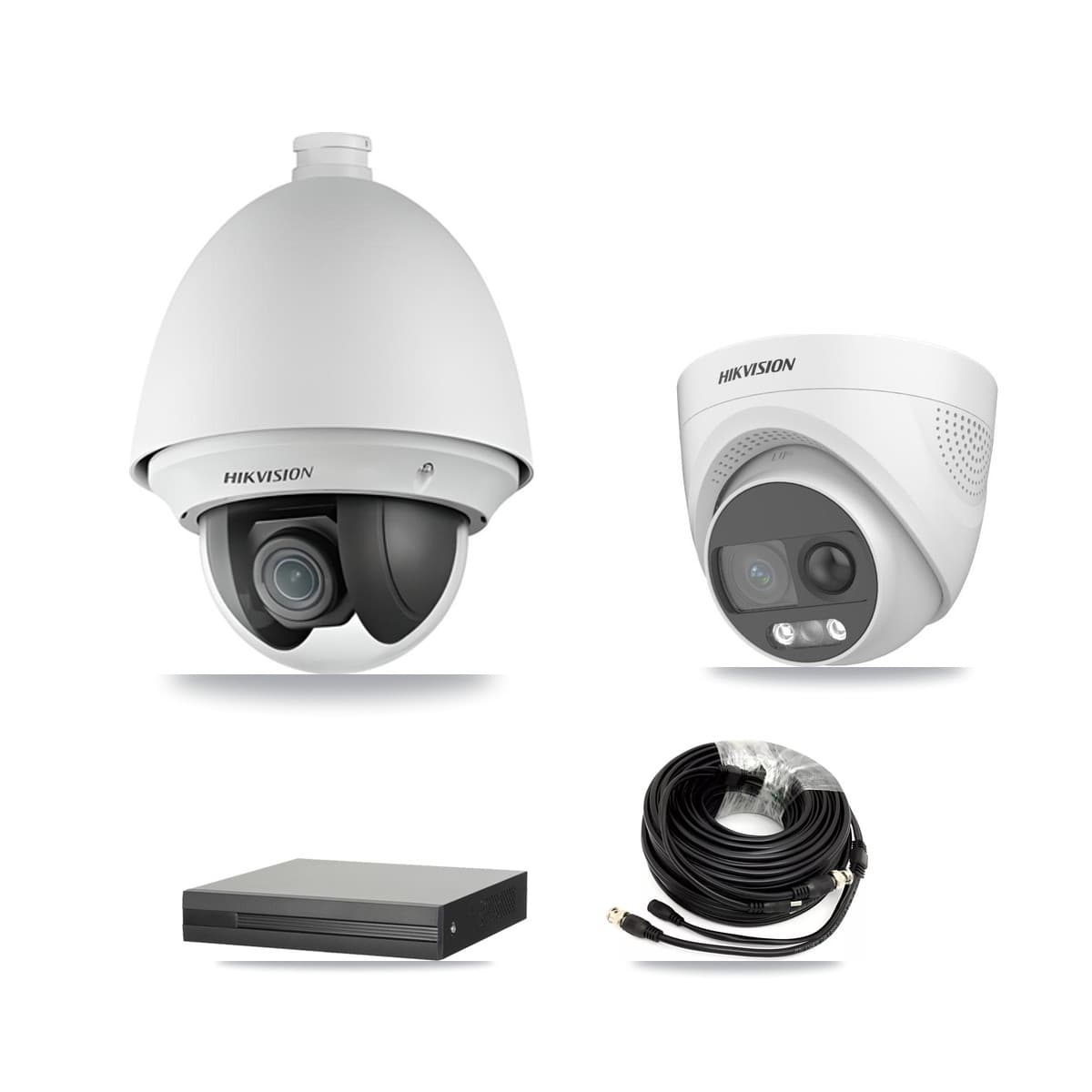 Hikvision 8-Channel 2MP – 5MP CCTV Kit — 1 DS-2AE4225T 2MP PTZ + 1 DS-2CE72KF3T 5MP Turret Cameras + 2TB Recording (XVR-3108HS Recorder) - Image 1