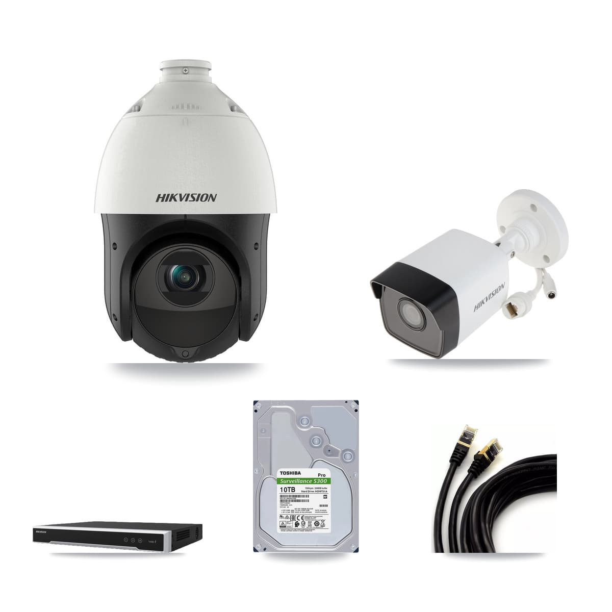 Hikvision 16-Channel 4MP – 5MP CCTV Kit — 5 5MP Bullet + 11 4MP PTZ Cameras + 2× 10TB Recording - Image 1
