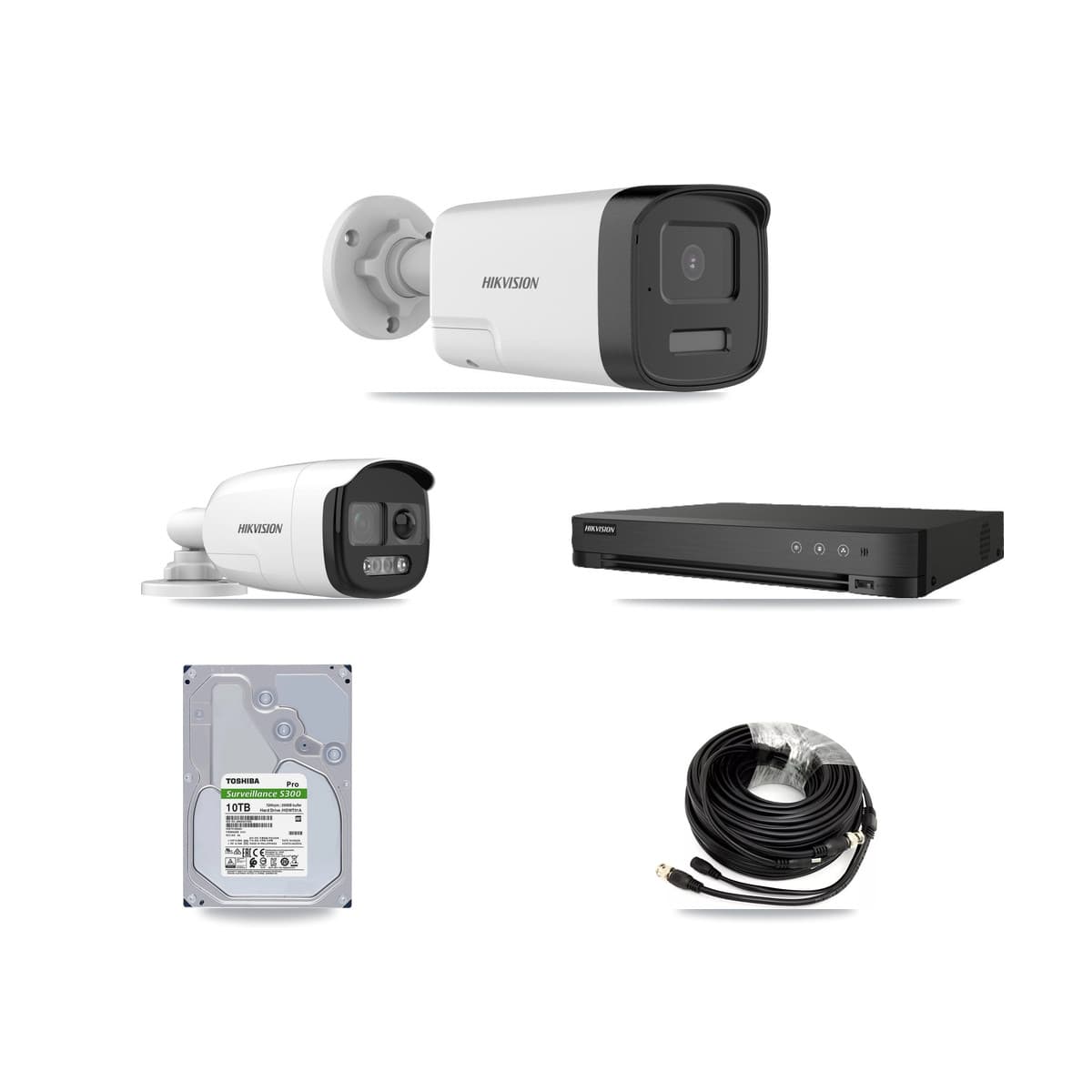 Hikvision 8-Channel 5MP CCTV Kit — 2 DS-2CE12KF3T + 6 DS-2CE17K0T Bullet Cameras + 10TB Recording (IDS-7208HQHI Recorder) - Image 1