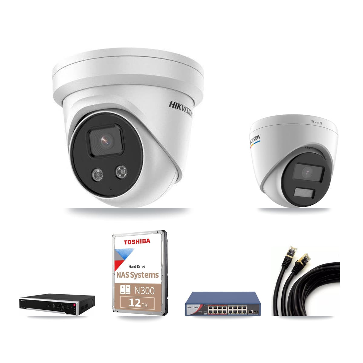 Hikvision 32-Channel 2MP – 5MP CCTV Kit — 10 2MP + 22 5MP Turret Cameras + 3× 12TB Recording - Image 1