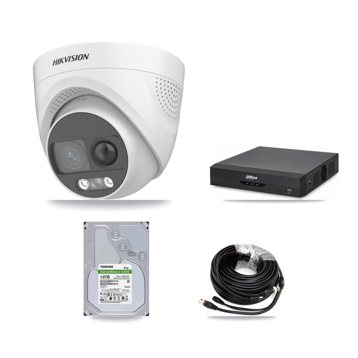 Hikvision & Dahua 4-Channel 5MP CCTV Kit — 4 DS-2CE72KF3T Turret Cameras + 10TB Recording - Image 1