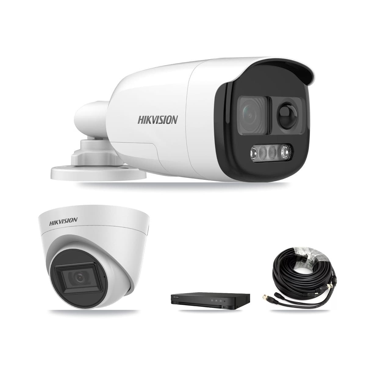 Hikvision 8-Channel 5MP CCTV Kit — 4 Bullet + 2 White Turret Cameras + 2TB Recording (IDS-7208HQHI Recorder) - Image 1