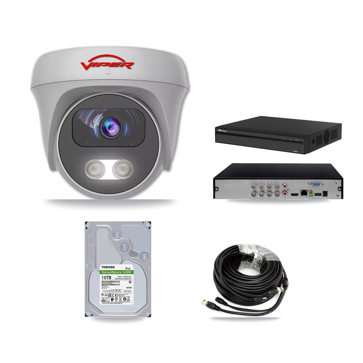Viper & Prolux 8-Channel 5MP CCTV Kit — 8 White Cameras + 10TB Recording (PXD-5108HS Recorder) - Image 1