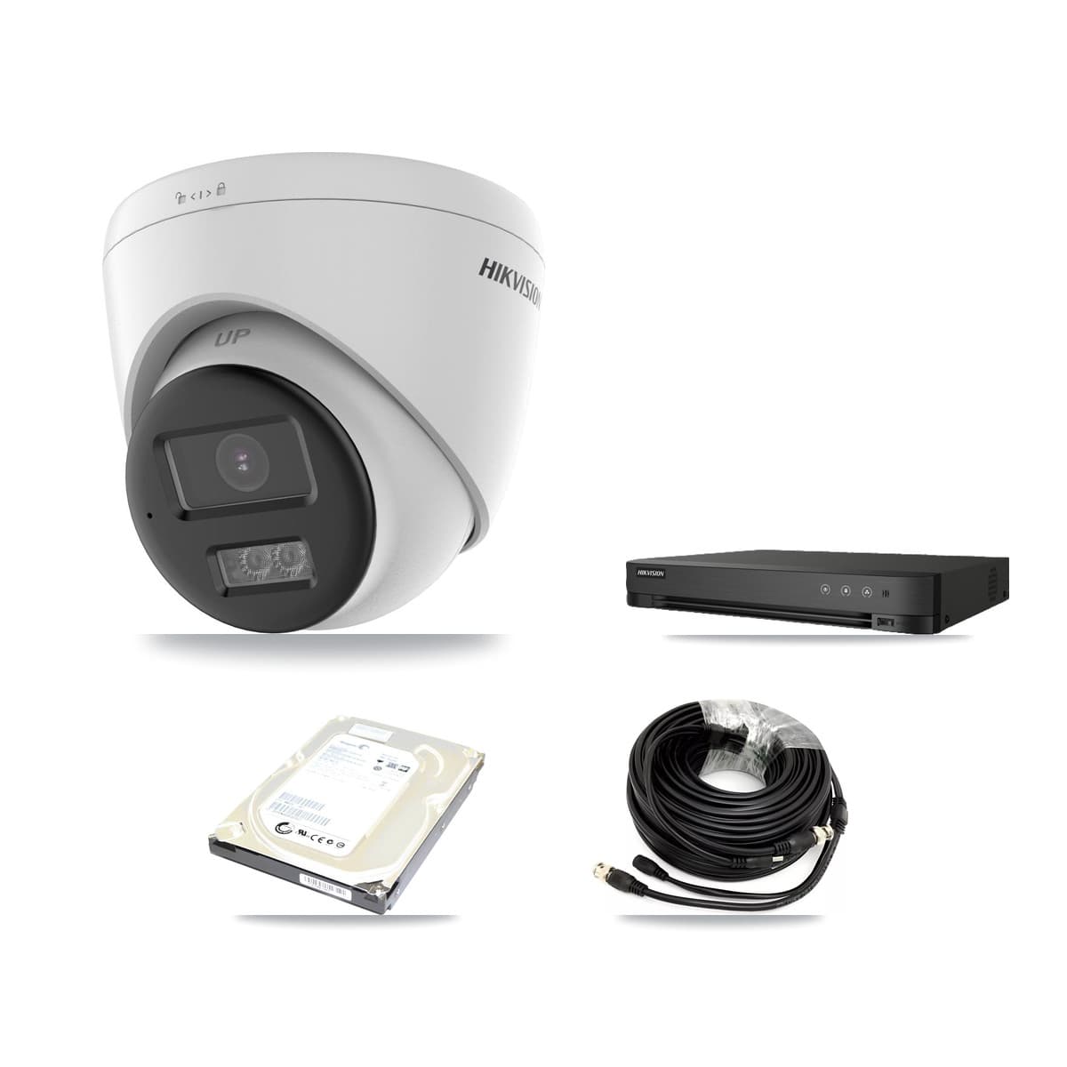 Hikvision 8-Channel 5MP CCTV Kit — 1 DS-2CE78K0T-LTS Turret Camera + 500GB Recording (IDS-7208HUHI-M1/E Recorder) - Image 1