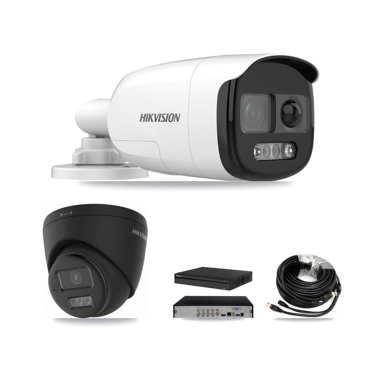 Hikvision & Prolux 8-Channel 5MP – 4K CCTV Kit — 2 5MP Bullet + 2 Black 4K Turret Cameras + 8TB Recording (PXD-5108HS Recorder) - Image 1