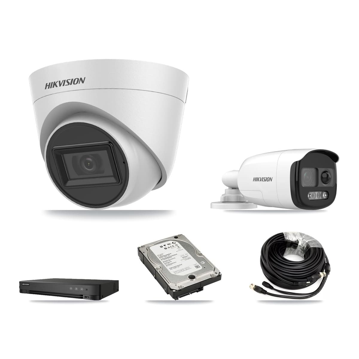 Hikvision 8-Channel 5MP CCTV Kit — 1 Bullet + 3 White Turret Cameras + 5TB Recording - Image 1
