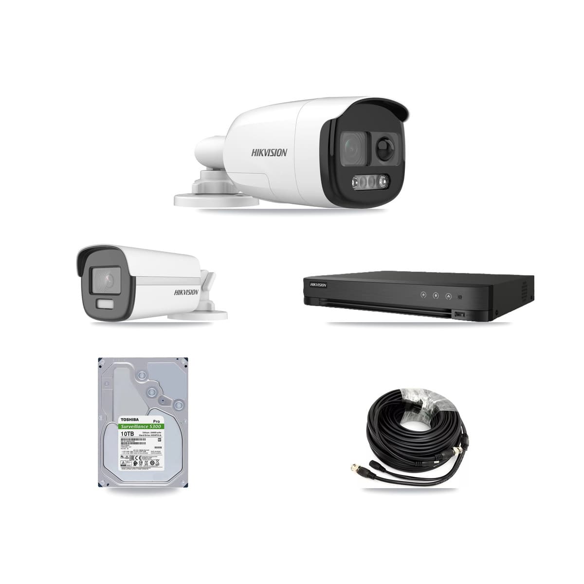 Hikvision 8-Channel 5MP – 4K CCTV Kit — 5 DS-2CE12KF3T-PIRXO 5MP + 1 DS-2CE12UF3T-E 4K Bullet Cameras + 10TB Recording (IDS-7208HUHI-M1/E Recorder) - Image 1