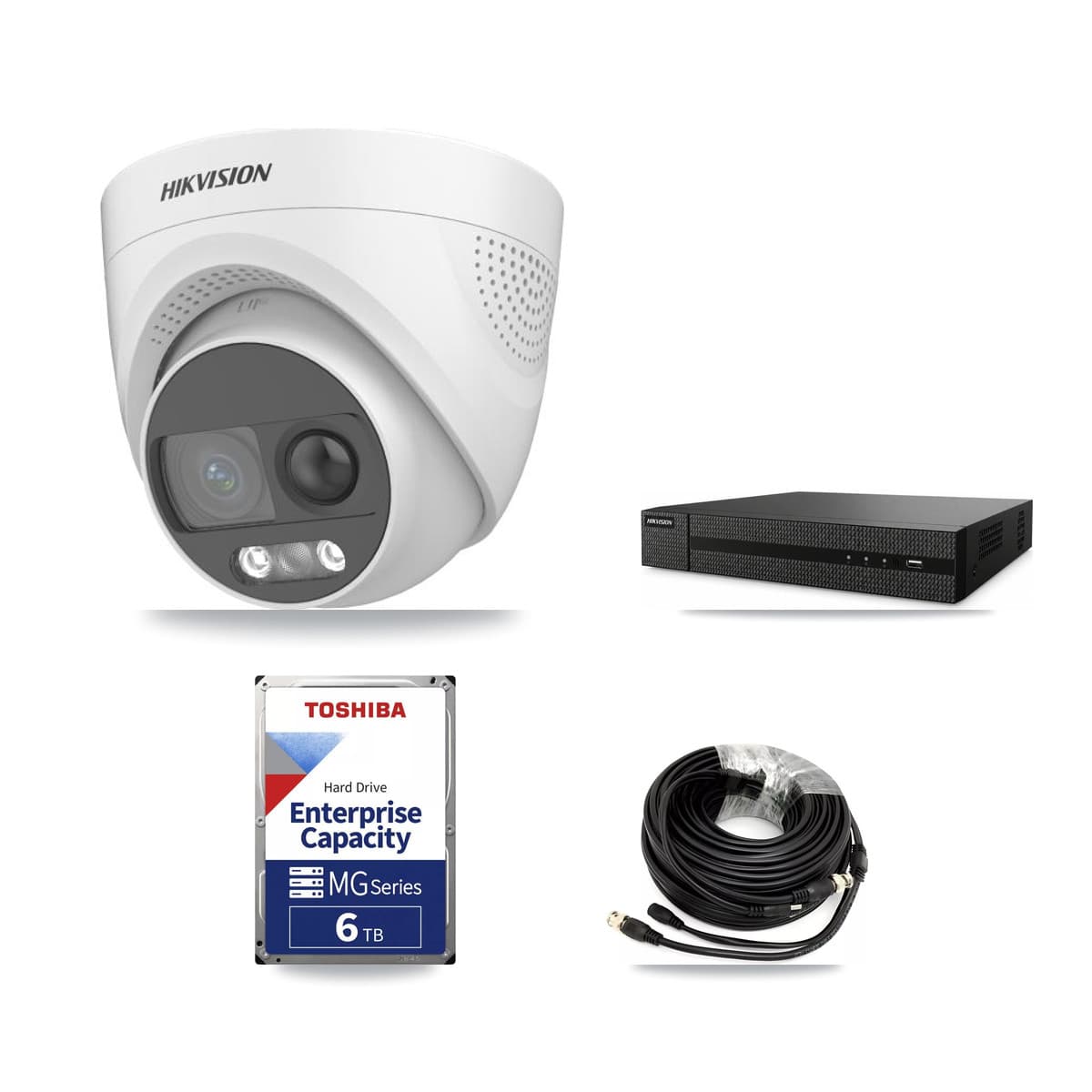 Hikvision 8-Channel 5MP CCTV Kit — 6 DS-2CE72KF3T Turret Cameras + 6TB Recording - Image 1