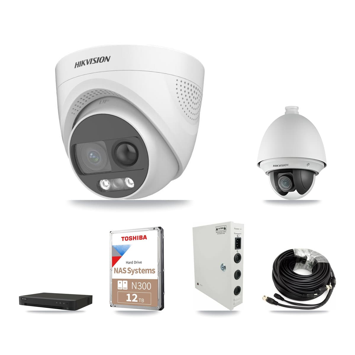 Hikvision 16-Channel 2MP – 5MP CCTV Kit — 1 DS-2AE4225T 2MP PTZ + 14 DS-2CE72KF3T 5MP Turret Cameras + 12TB Recording - Image 1