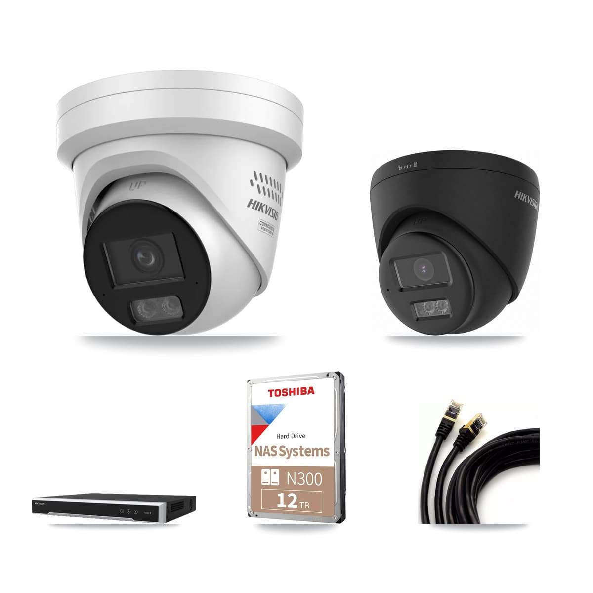 Hikvision 16-Channel 4MP – 4K CCTV Kit — 1 Black 4K + 7 4MP Turret Cameras + 12TB Recording - Image 1