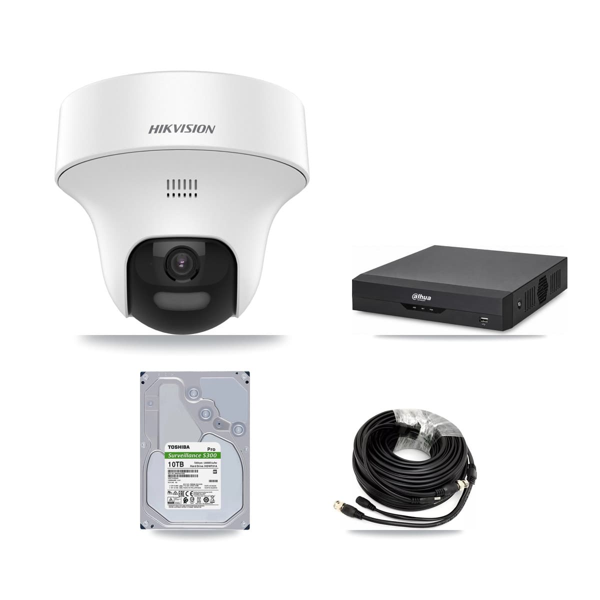 Hikvision & Dahua 4-Channel 5MP CCTV Kit — 4 DS-2CE70K0T Turret Cameras + 10TB Recording - Image 1