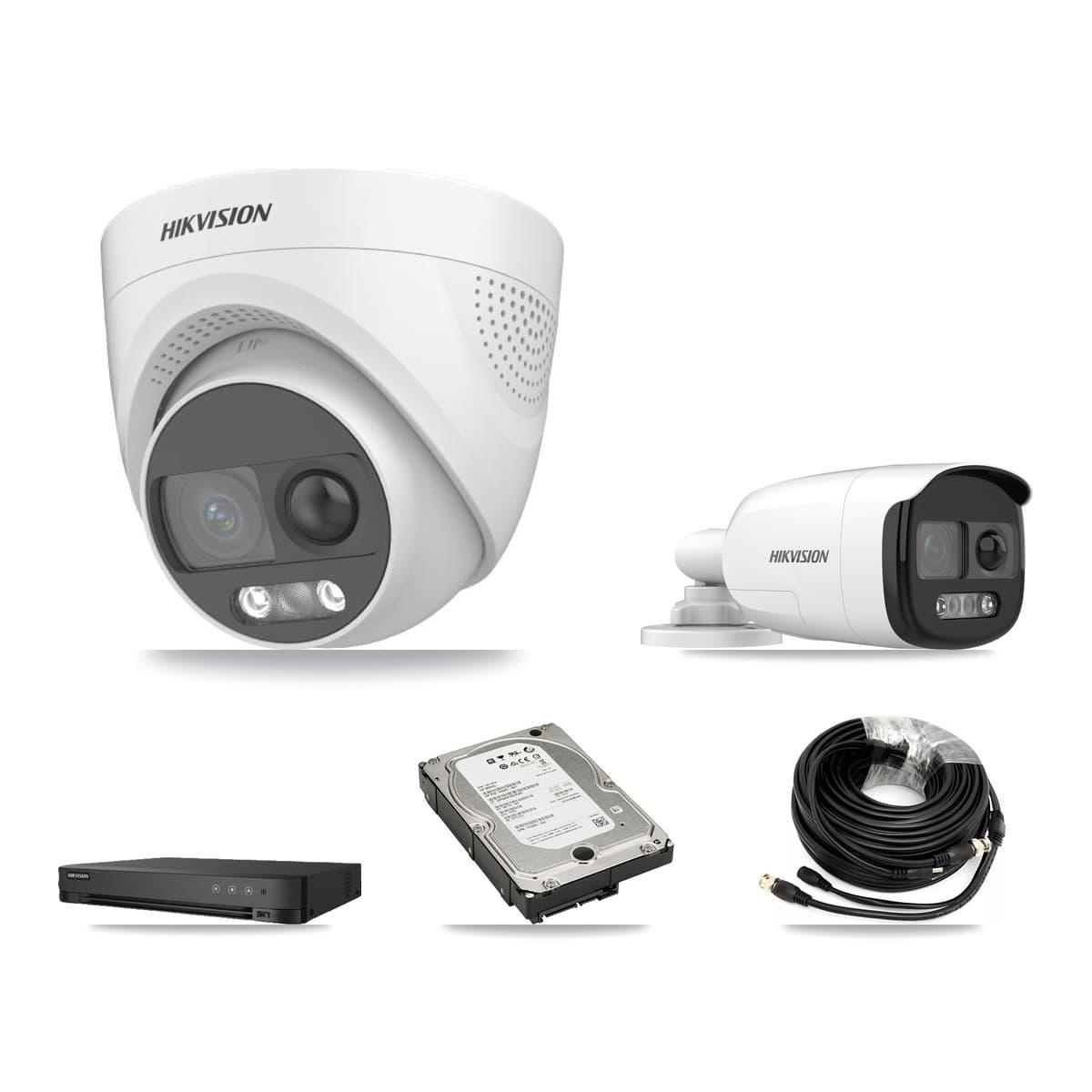 Hikvision 8-Channel 5MP CCTV Kit — 1 DS-2CE12KF3T Bullet + 3 DS-2CE72KF3T Turret Cameras + 5TB Recording (IDS-7208HQHI Recorder) - Image 1