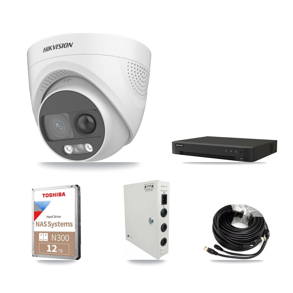 Hikvision 16-Channel 5MP CCTV Kit — 12 DS-2CE72KF3T Turret Cameras + 12TB Recording - Image 1