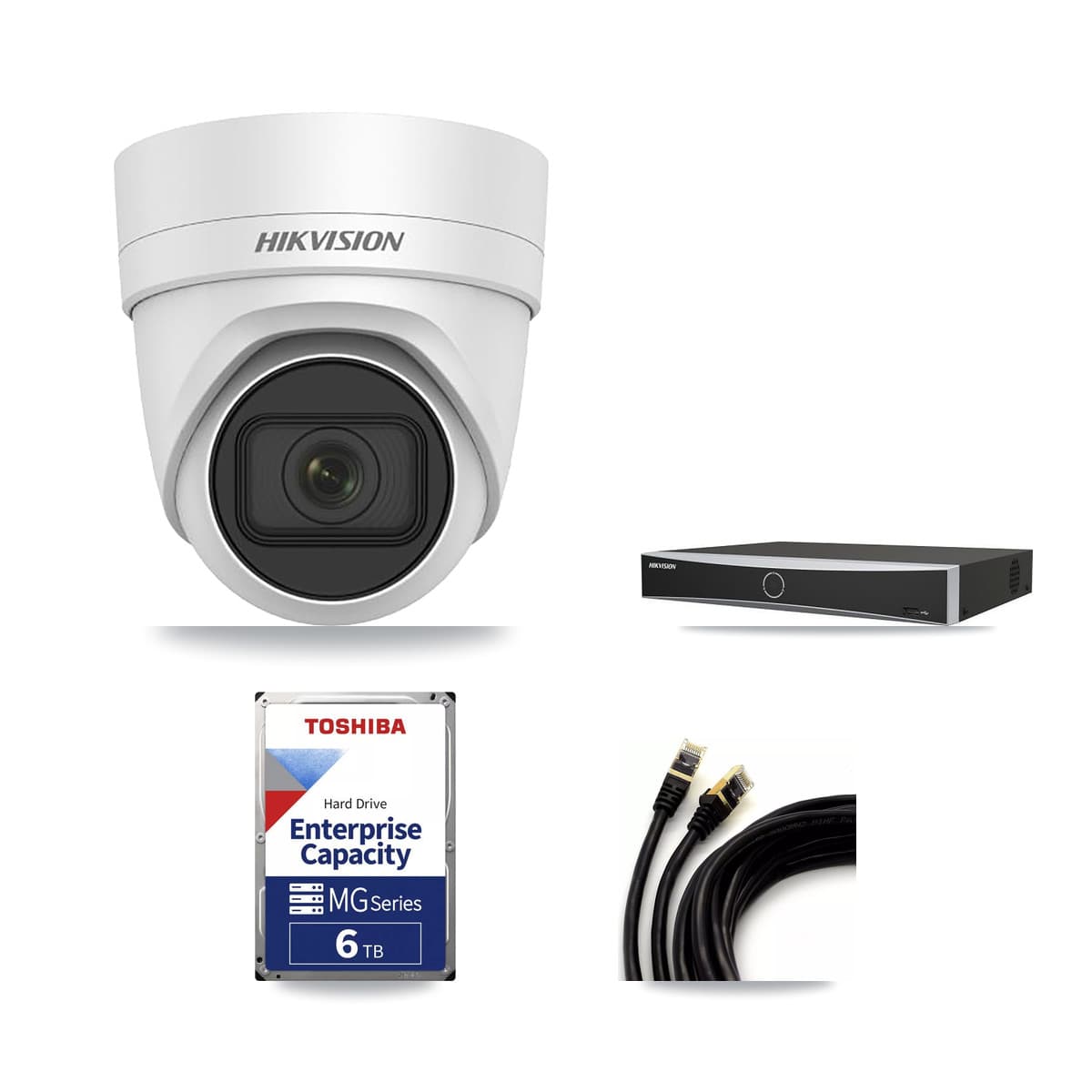 Hikvision 4-Channel 4MP CCTV Kit — 4 DS-2CD2H45FWD Turret Cameras + 6TB Recording - Image 1