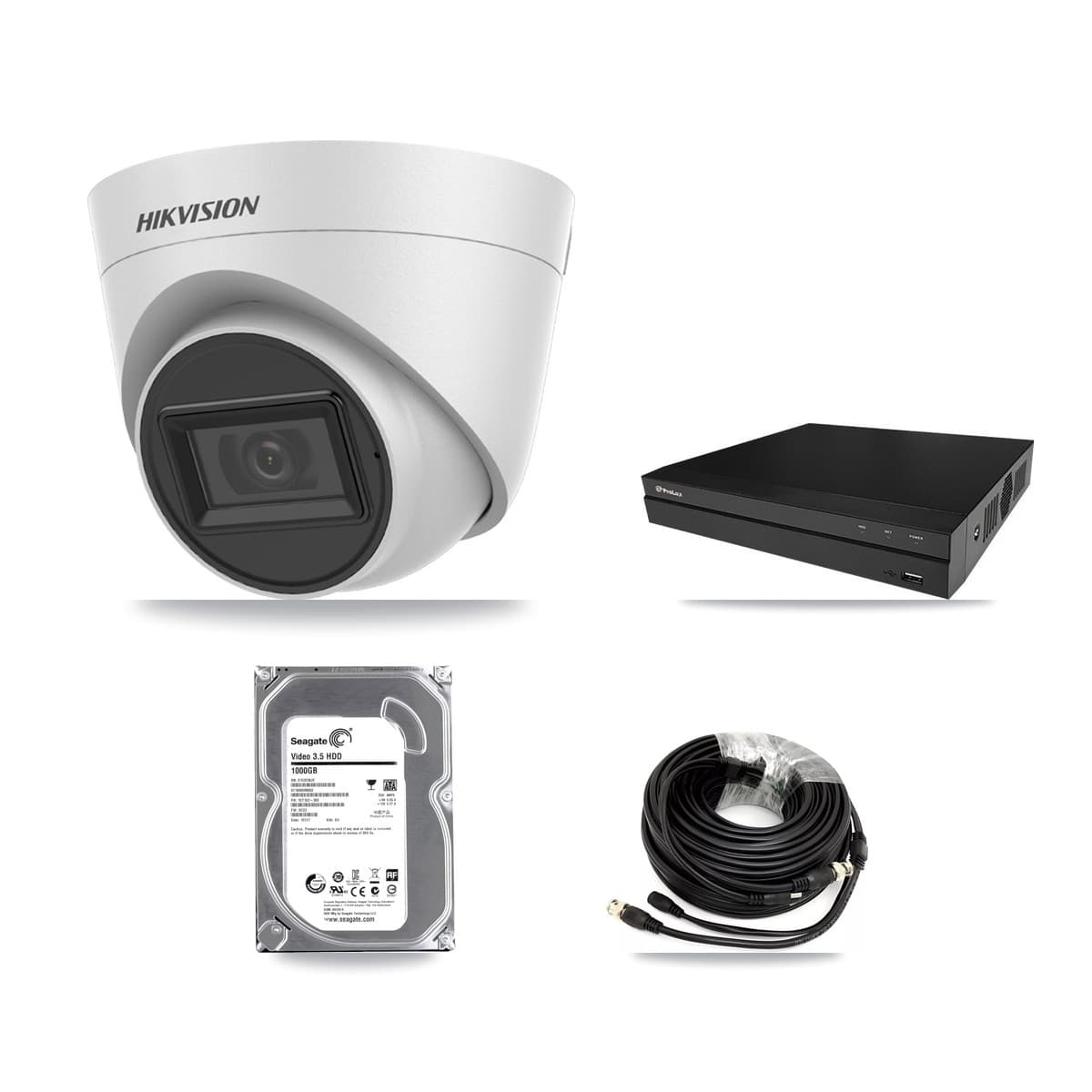 Hikvision & Prolux 8-Channel 5MP CCTV Kit — 2 White Turret Cameras + 1TB Recording - Image 1
