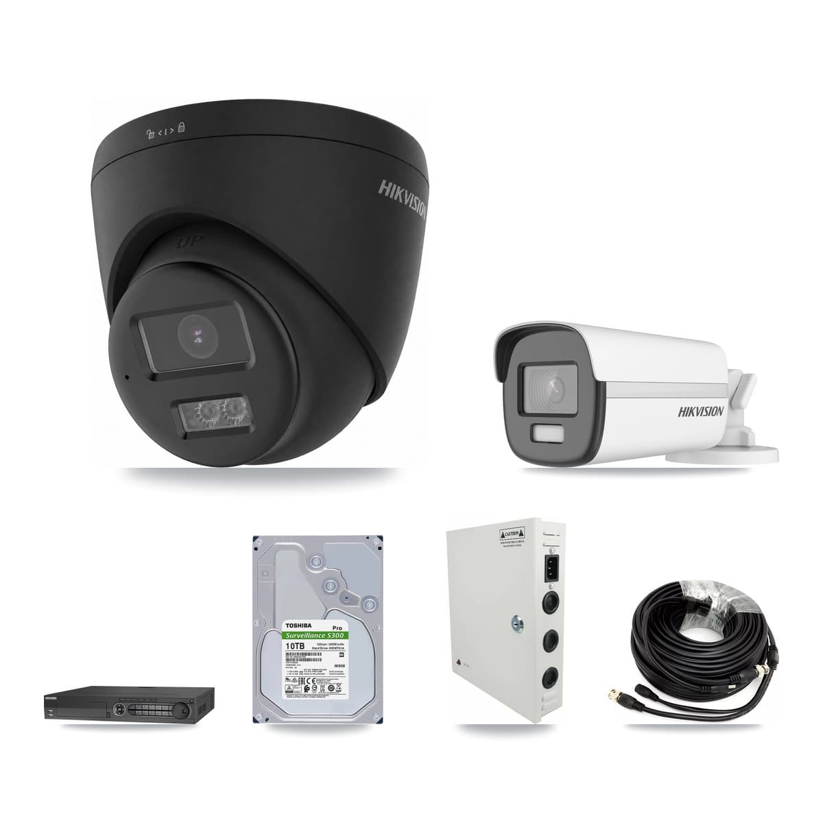 Hikvision 32-Channel 4K CCTV Kit — 1 Bullet + 15 Black Turret Cameras + 4× 10TB Recording - Image 1