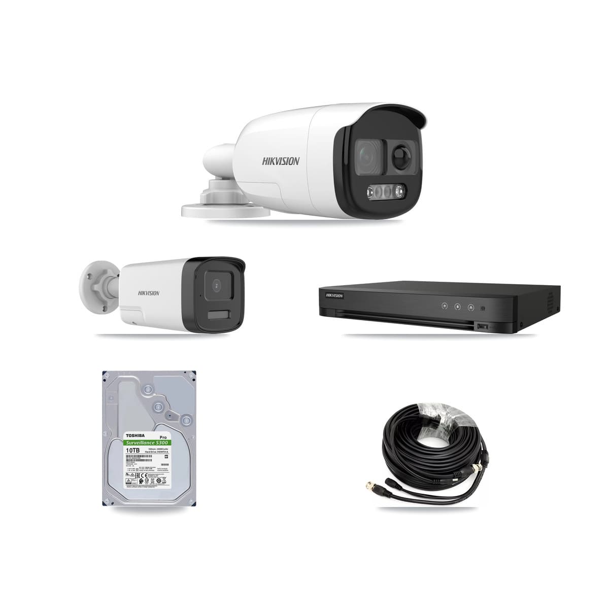 Hikvision 4-Channel 5MP CCTV Kit — 3 DS-2CE12KF3T + 1 DS-2CE17K0T Bullet Cameras + 10TB Recording (IDS-7204HQHI Recorder) - Image 1