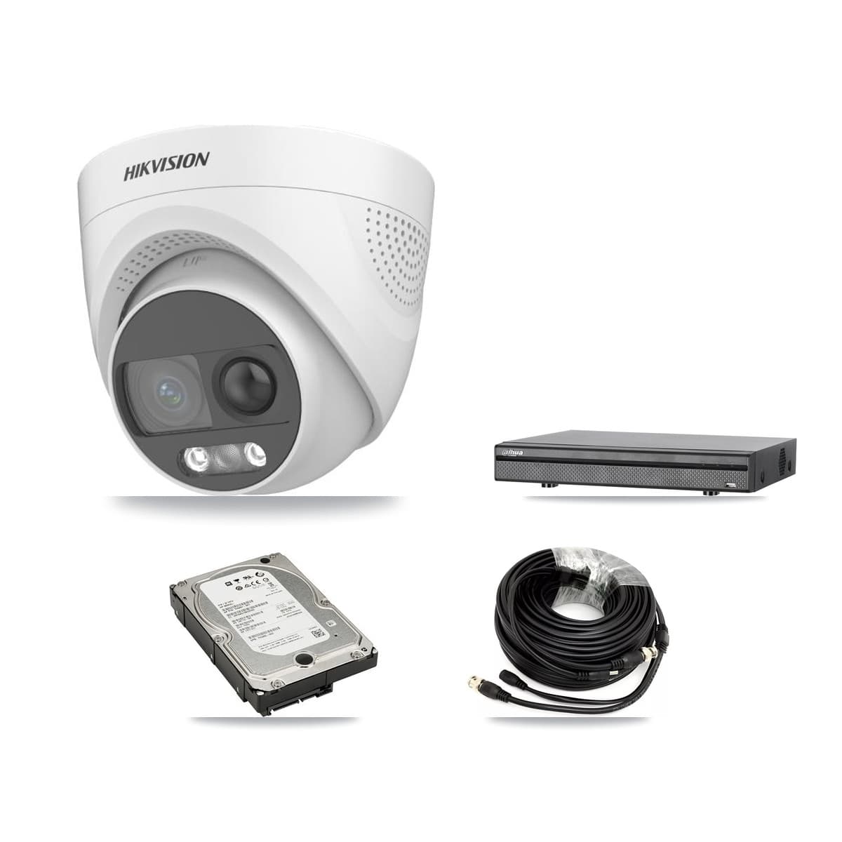 Hikvision & Dahua 8-Channel 5MP CCTV Kit — 4 DS-2CE72KF3T Turret Cameras + 5TB Recording (DH-XVR5108H Recorder) - Image 1