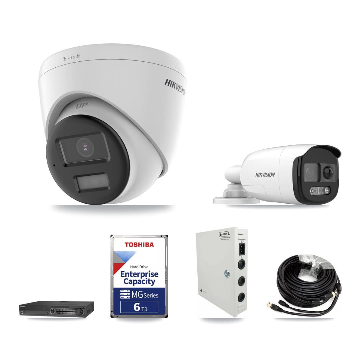 Hikvision 32-Channel 5MP CCTV Kit — 1 DS-2CE12KF3T-PIRXO Bullet + 13 DS-2CE78K0T-LPTS Turret Cameras + 3× 6TB Recording (DS-7332HQHI-K4 Recorder) - Image 1