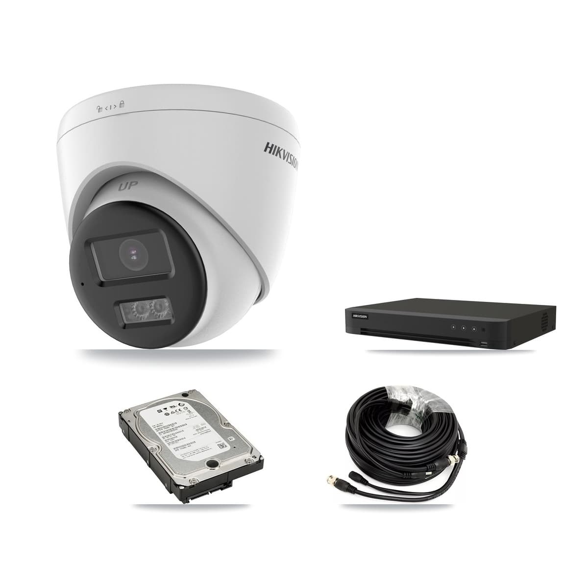 Hikvision 8-Channel 5MP CCTV Kit — 1 DS-2CE78K0T + 3 DS-2CE78K0T Turret Cameras + 5TB Recording (IDS-7208HUHI Recorder) - Image 1