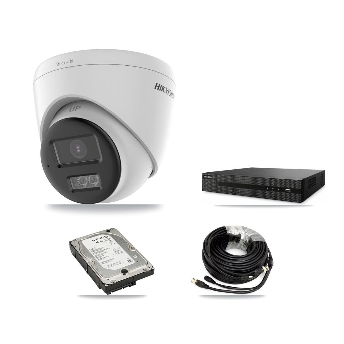 Hikvision 8-Channel 5MP CCTV Kit — 4 DS-2CE78K0T-LTS Turret Cameras + 5TB Recording (DVR-8CH-HYL8MP Recorder) - Image 1