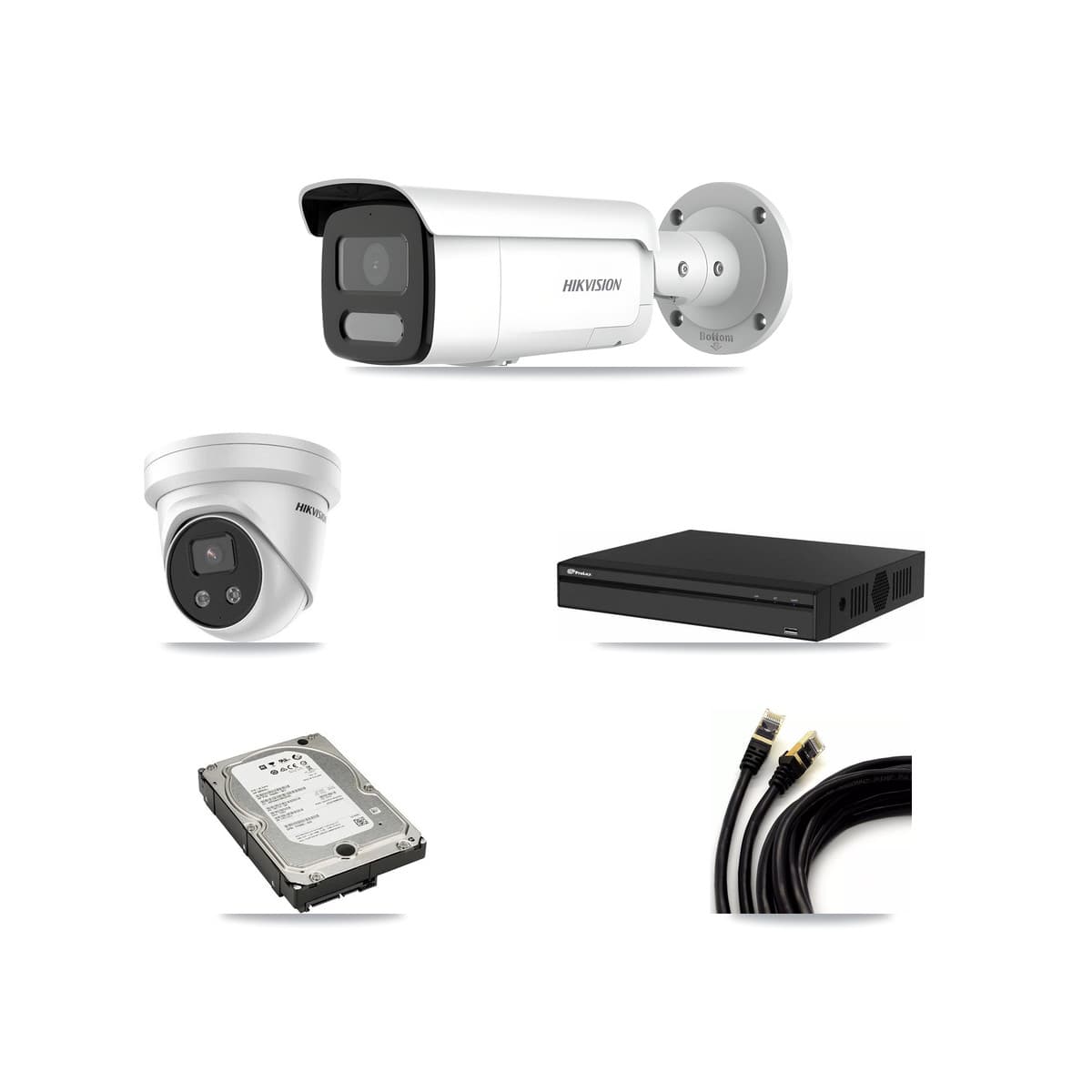 Hikvision & Prolux 4-Channel 4MP – 5MP CCTV Kit — 2 4MP Bullet + 2 5MP Turret Cameras + 5TB Recording - Image 1