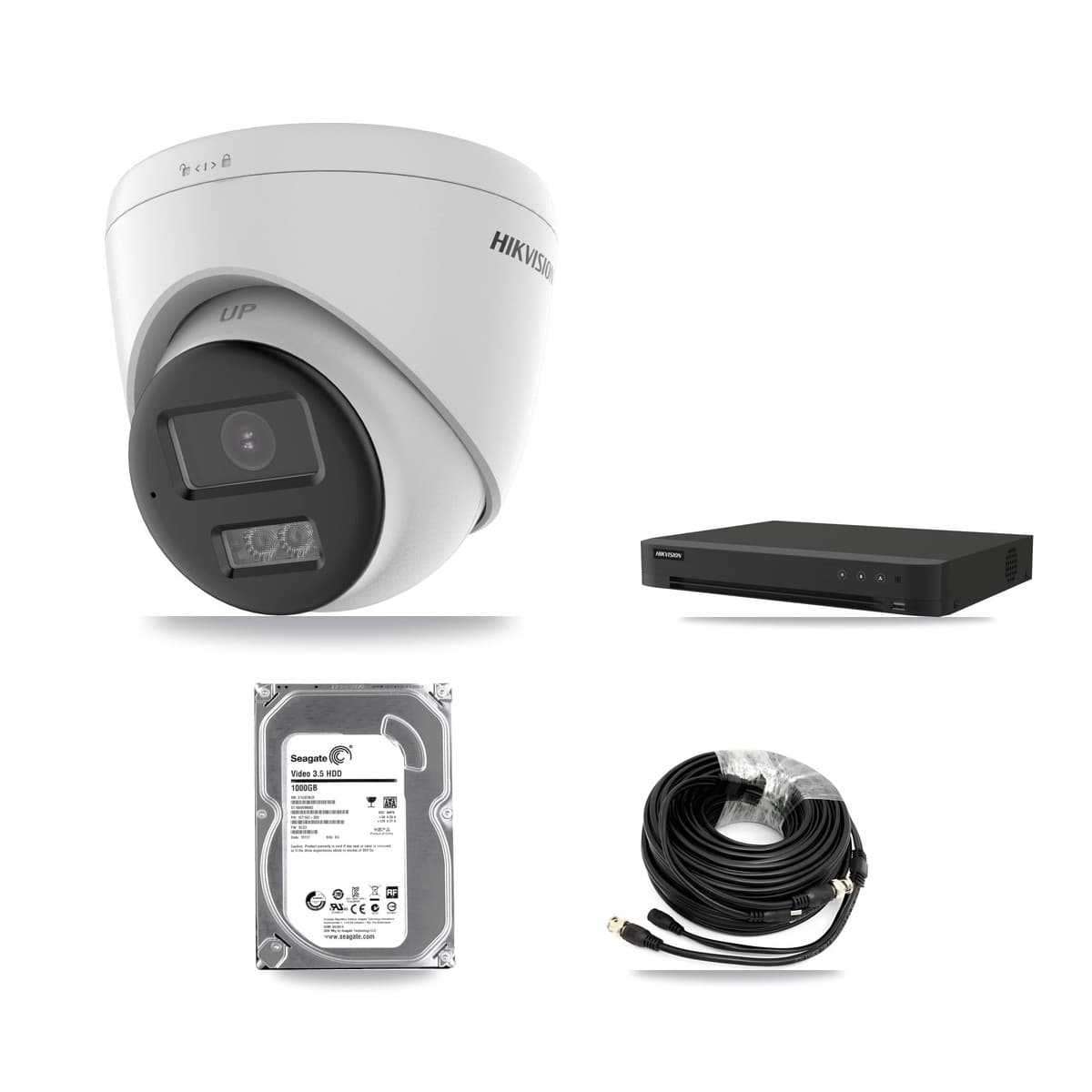 Hikvision 16-Channel 5MP CCTV Kit — 2 DS-2CE78K0T-LTS Turret Cameras + 1TB Recording (IDS-7216HQHI-M1/XT Recorder) - Image 1