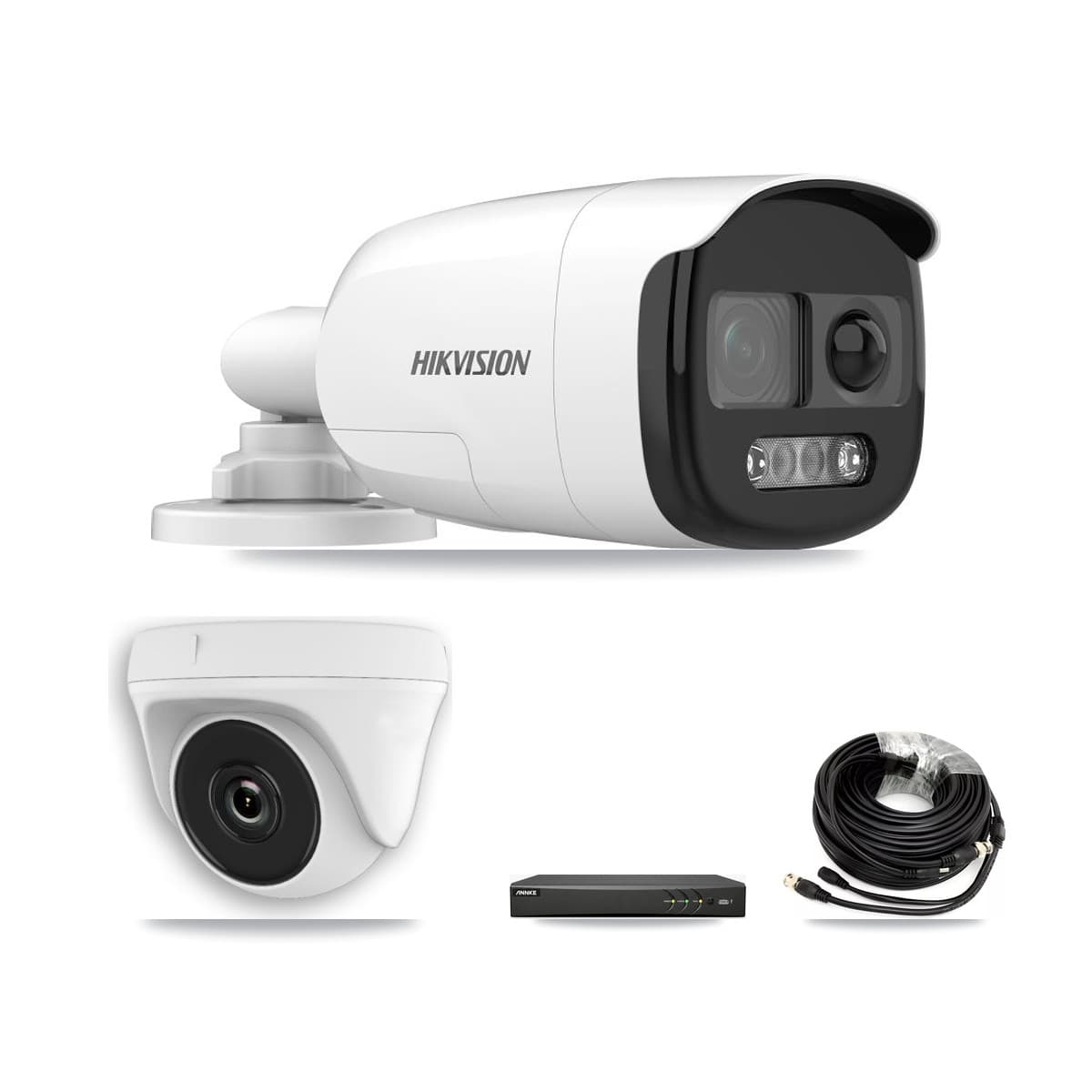 Hikvision & ANNKE 4-Channel 2MP – 5MP CCTV Kit — 1 5MP Bullet + 1 2MP Dome Cameras + 1TB Recording - Image 1