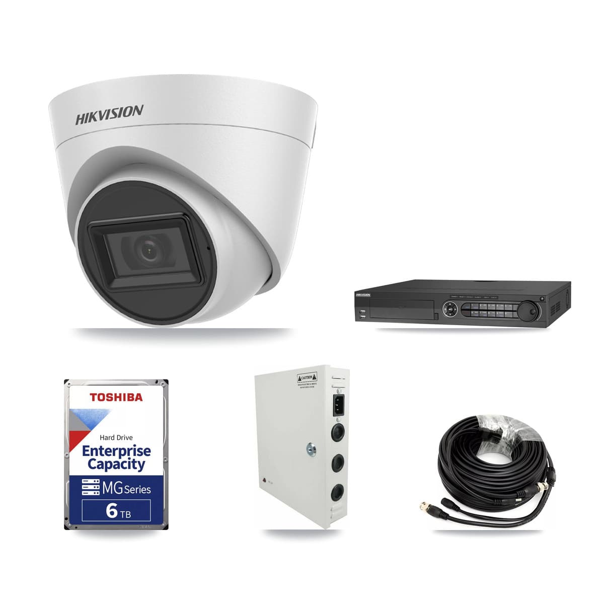 Hikvision 32-Channel 5MP CCTV Kit — 16 White Turret Cameras + 2× 6TB Recording - Image 1