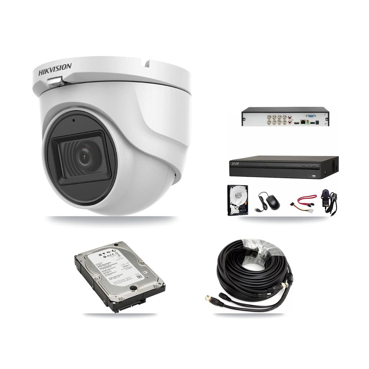 Hikvision & Dahua 8-Channel 5MP CCTV Kit — 4 DS-2CE76H0T Turret Cameras + 5TB Recording (XVR-3108AD Recorder) - Image 1