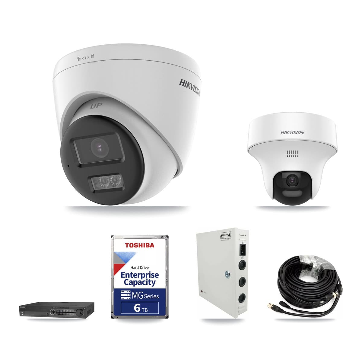 Hikvision 32-Channel 5MP CCTV Kit — 4 DS-2CE70K0T-PTLTS + 10 DS-2CE78K0T-LTS Turret Cameras + 3× 6TB Recording (DS-7332HQHI-K4 Recorder) - Image 1